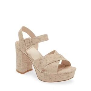 Jeffrey Campbell Women's Amma Cork Platform High Block Heel Sandals Size 11